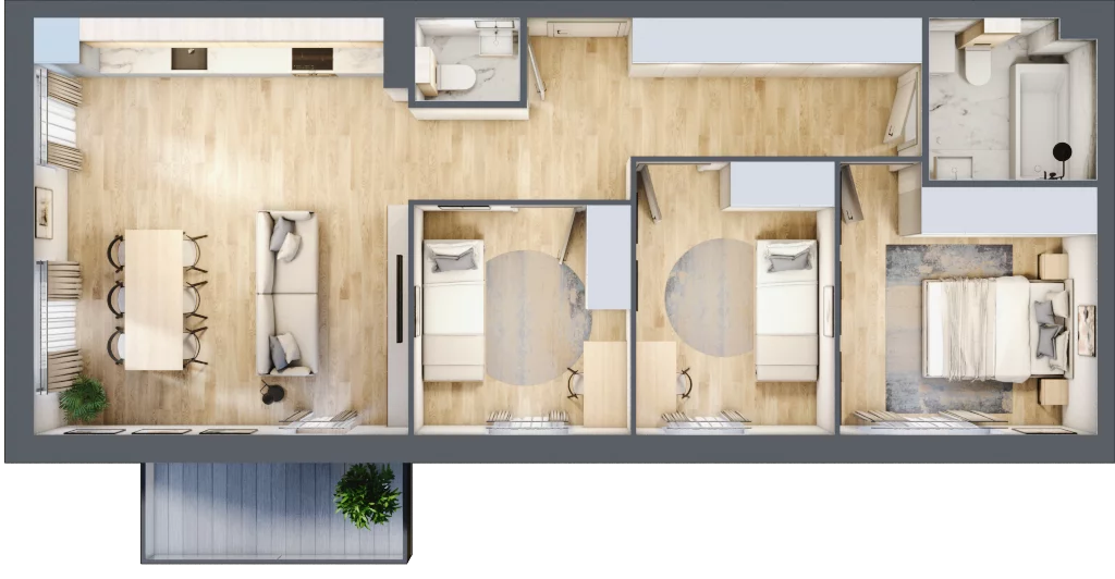 4 pokoje, mieszkanie 75,13 m², piętro 1, oferta nr D2/F/08, Orawska Vita II, Wrocław, Ołtaszyn, Krzyki, ul. Orawska 73