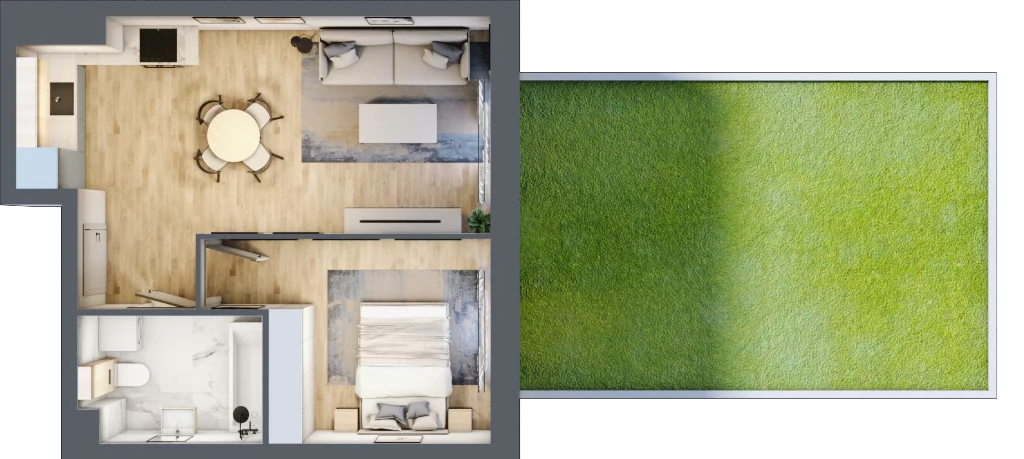 2 pokoje, mieszkanie 38,23 m², parter, oferta nr D2/F/06, Orawska Vita II, Wrocław, Ołtaszyn, Krzyki, ul. Orawska 73