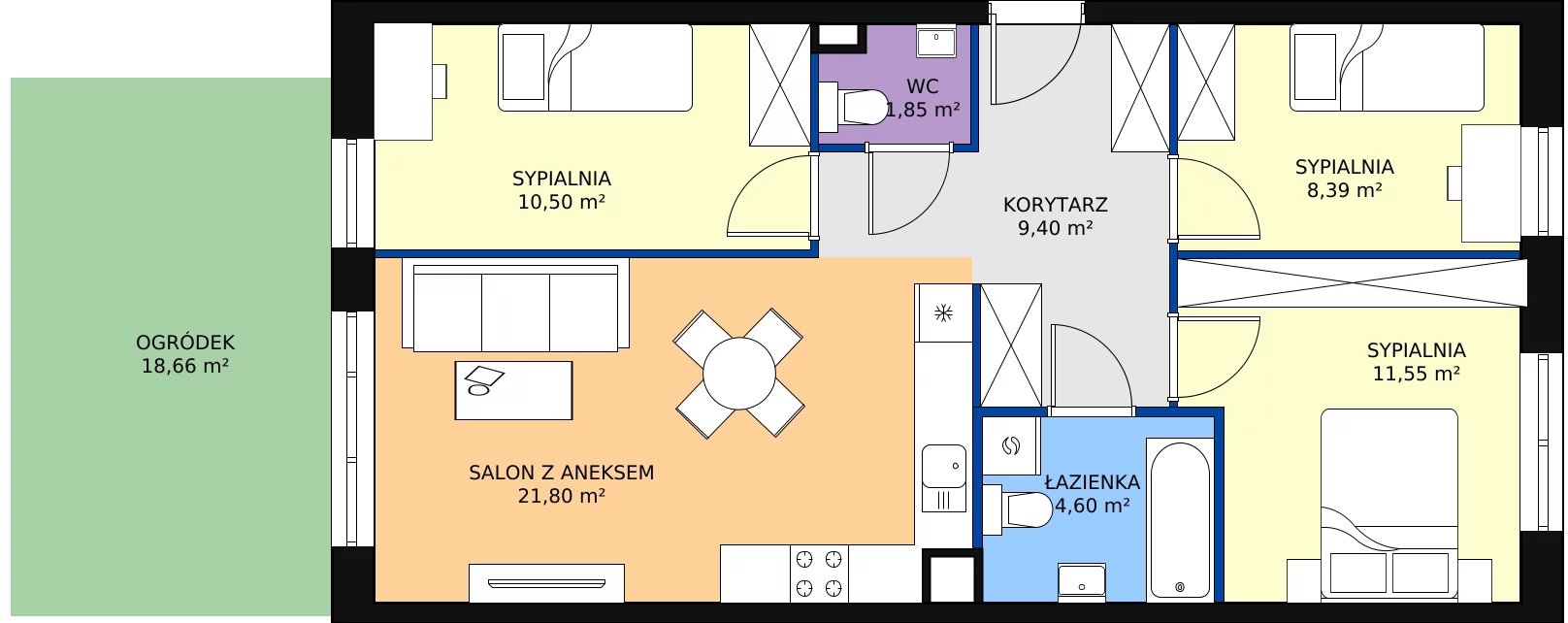 Zalety mieszkania 68.09 m², D2/E/02