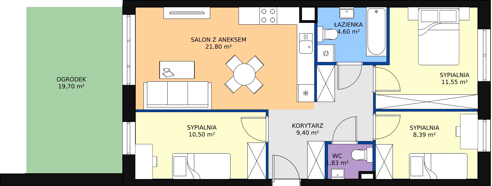 Zalety mieszkania 68.07 m², D2/F/01