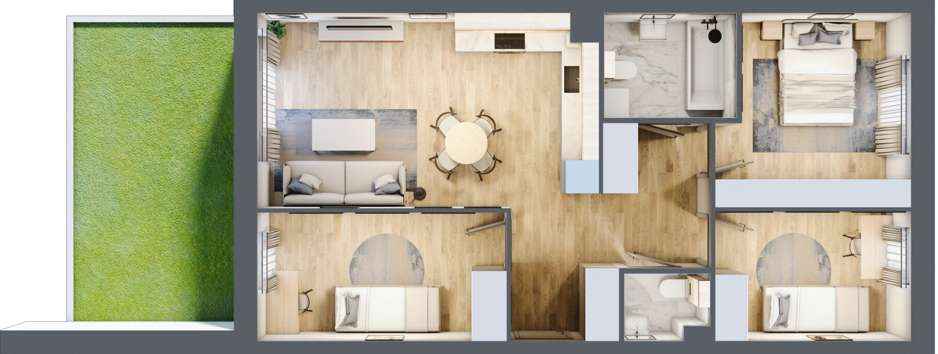4 pokoje, mieszkanie 68,07 m², parter, oferta nr D2/F/01, Orawska Vita II, Wrocław, Ołtaszyn, Krzyki, ul. Orawska 73