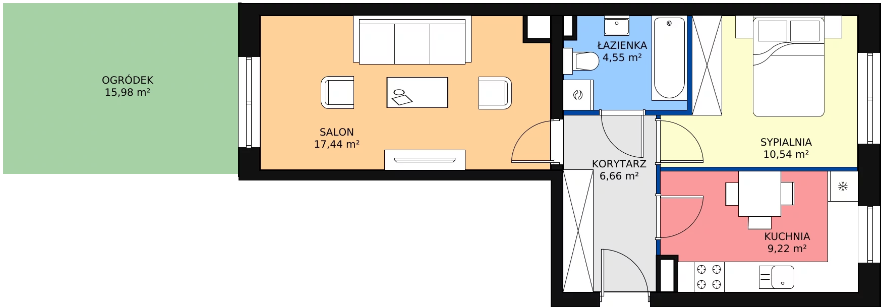 Zalety mieszkania 48.41 m², D2/H/03