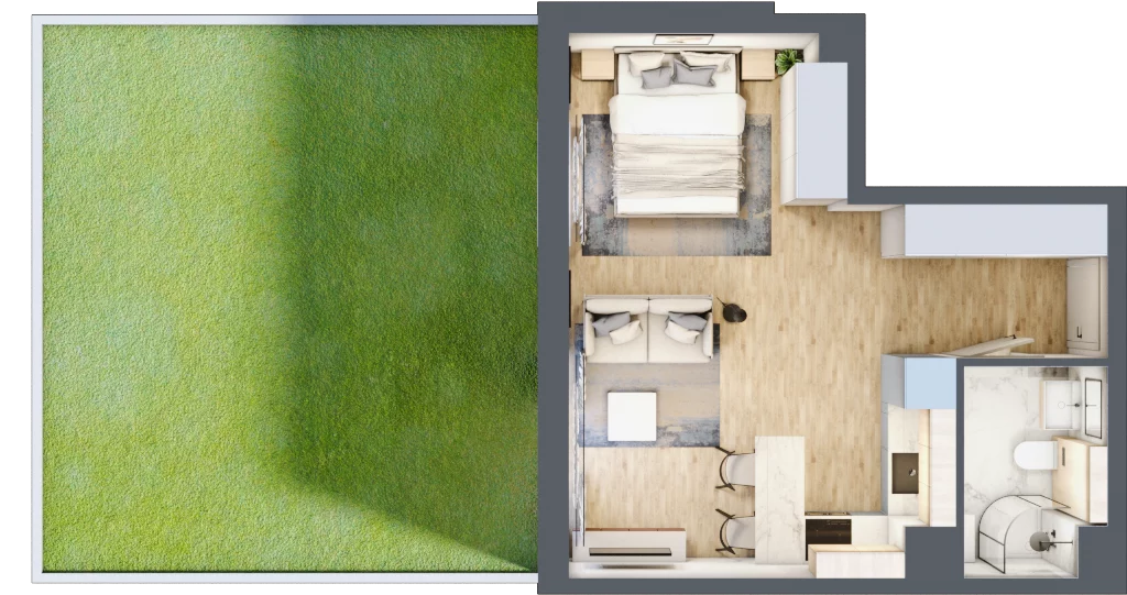 1 pokój, mieszkanie 33,10 m², parter, oferta nr B1.00.01, Południe Vita etap III, Gdańsk, Orunia Górna-Gdańsk Południe, ul. Kazimierza Wielkiego 