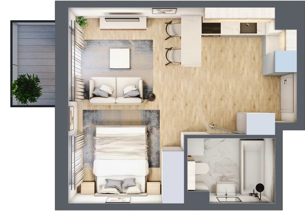 1 pokój, mieszkanie 31,74 m², piętro 2, oferta nr B1.02.28, Południe Vita etap III, Gdańsk, Orunia Górna-Gdańsk Południe, ul. Kazimierza Wielkiego 