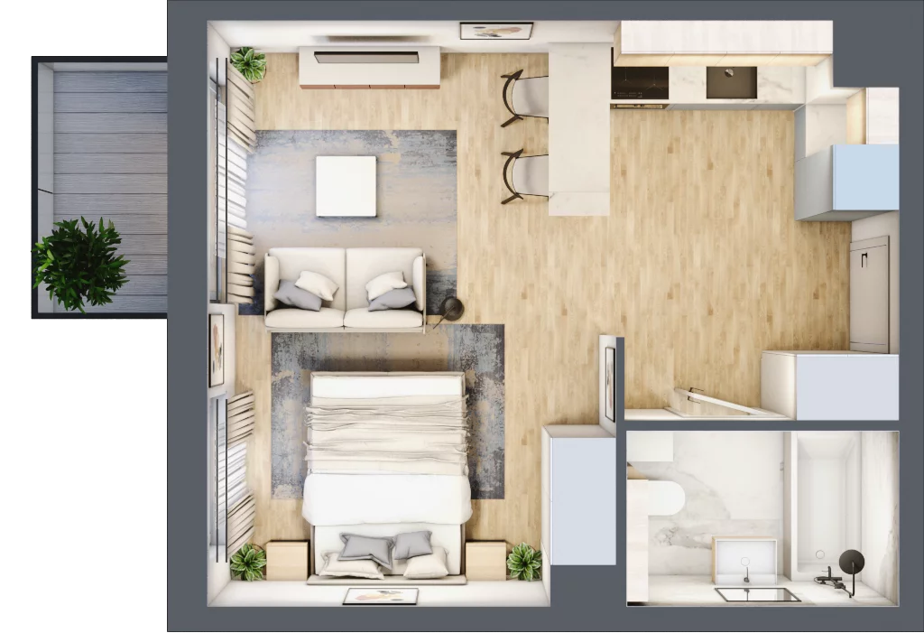 1 pokój, mieszkanie 32,67 m², piętro 2, oferta nr B1.02.29, Południe Vita etap III, Gdańsk, Orunia Górna-Gdańsk Południe, ul. Kazimierza Wielkiego 