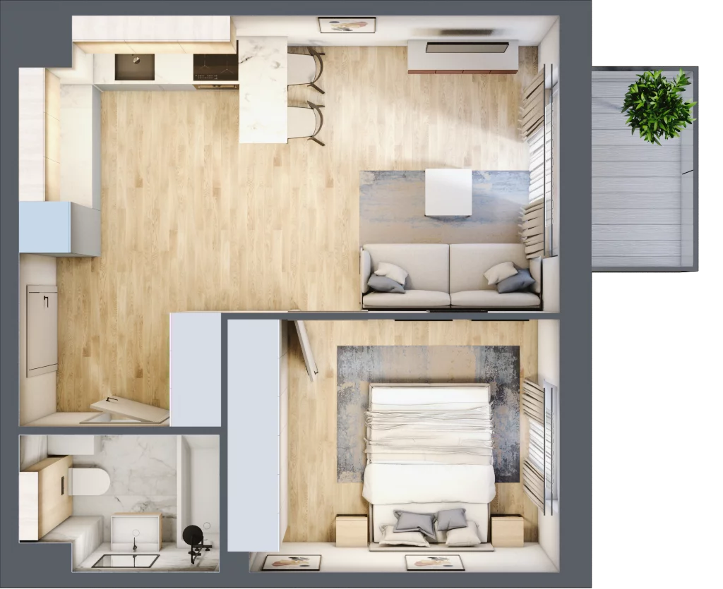 2 pokoje, mieszkanie 39,71 m², piętro 2, oferta nr B1.02.25, Południe Vita etap III, Gdańsk, Orunia Górna-Gdańsk Południe, ul. Kazimierza Wielkiego 
