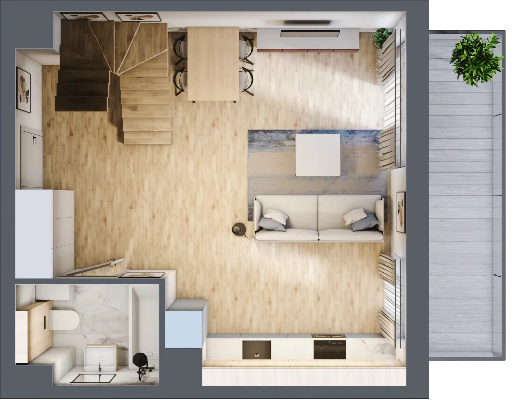 3 pokoje, mieszkanie 64,75 m², piętro 3, oferta nr B1.03.34, Południe Vita etap III, Gdańsk, Orunia Górna-Gdańsk Południe, ul. Kazimierza Wielkiego 