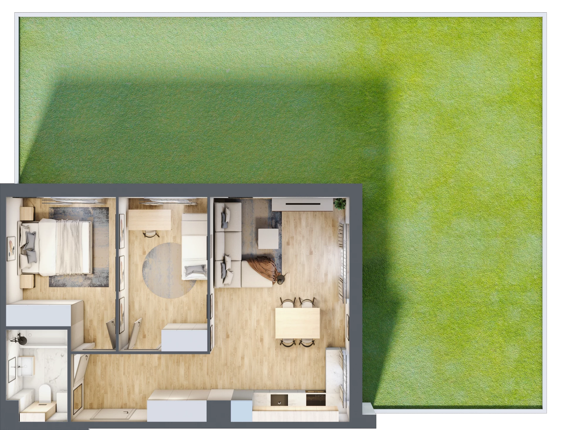 3 pokoje, mieszkanie 58,80 m², parter, oferta nr B1.00.03, Południe Vita etap III, Gdańsk, Orunia Górna-Gdańsk Południe, ul. Kazimierza Wielkiego 