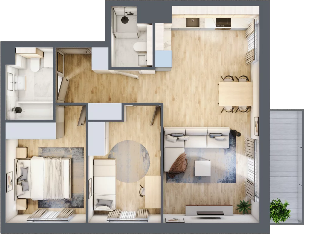3 pokoje, mieszkanie 62,85 m², piętro 1, oferta nr B1.01.11, Południe Vita etap III, Gdańsk, Orunia Górna-Gdańsk Południe, ul. Kazimierza Wielkiego 