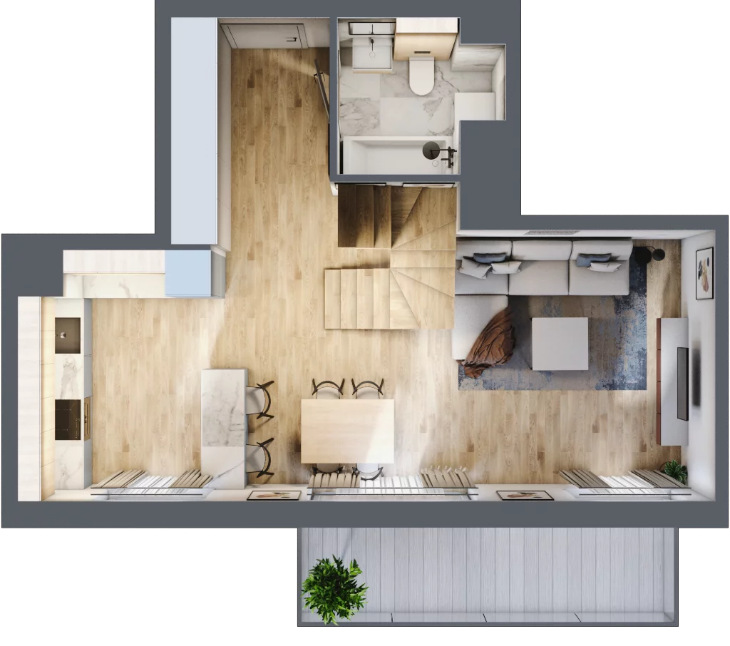 3 pokoje, mieszkanie 73,84 m², piętro 3, oferta nr B1.03.30, Południe Vita etap III, Gdańsk, Orunia Górna-Gdańsk Południe, ul. Kazimierza Wielkiego 