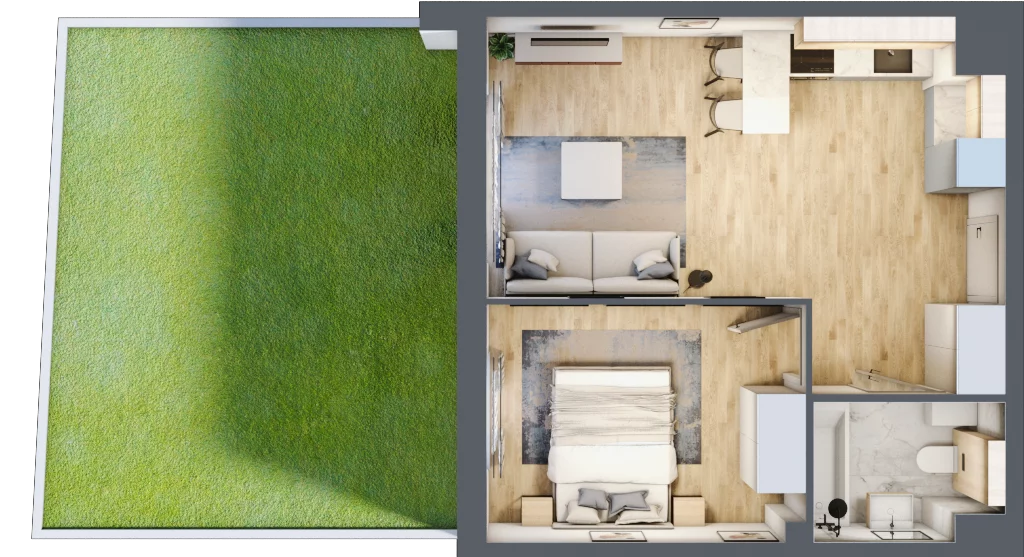 2 pokoje, mieszkanie 38,94 m², parter, oferta nr B2.00.06, Południe Vita etap III, Gdańsk, Orunia Górna-Gdańsk Południe, ul. Kazimierza Wielkiego 