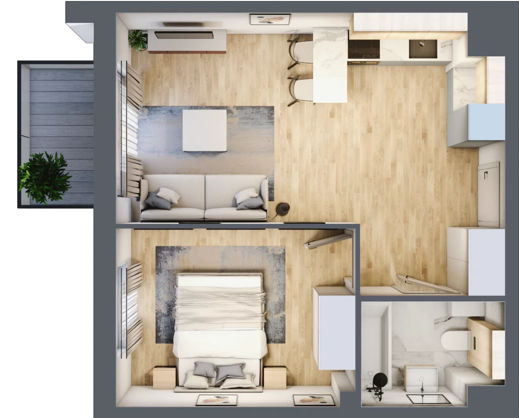 2 pokoje, mieszkanie 38,94 m², piętro 1, oferta nr B2.01.13, Południe Vita etap III, Gdańsk, Orunia Górna-Gdańsk Południe, ul. Kazimierza Wielkiego 