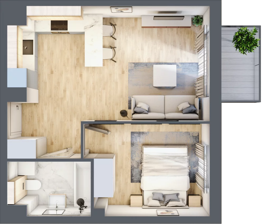 2 pokoje, mieszkanie 39,70 m², piętro 1, oferta nr B2.01.18, Południe Vita etap III, Gdańsk, Orunia Górna-Gdańsk Południe, ul. Kazimierza Wielkiego 