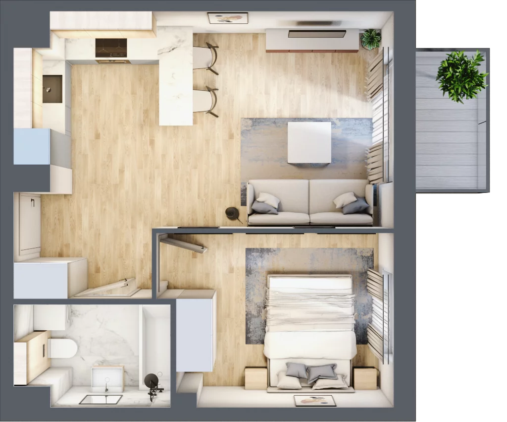 2 pokoje, mieszkanie 39,70 m², piętro 2, oferta nr B2.02.27, Południe Vita etap III, Gdańsk, Orunia Górna-Gdańsk Południe, ul. Kazimierza Wielkiego 