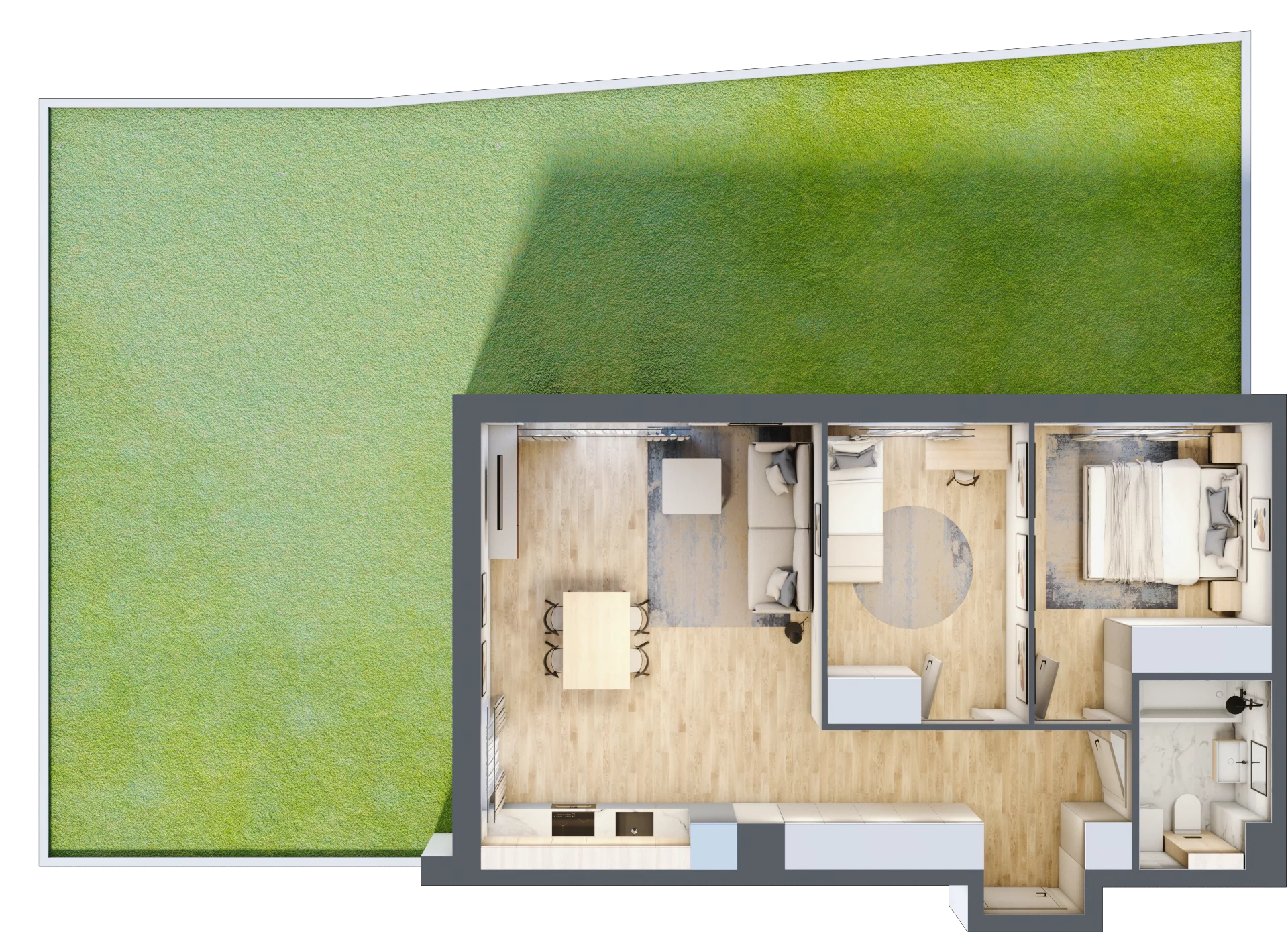 3 pokoje, mieszkanie 57,31 m², parter, oferta nr B2.00.08, Południe Vita etap III, Gdańsk, Orunia Górna-Gdańsk Południe, ul. Kazimierza Wielkiego 