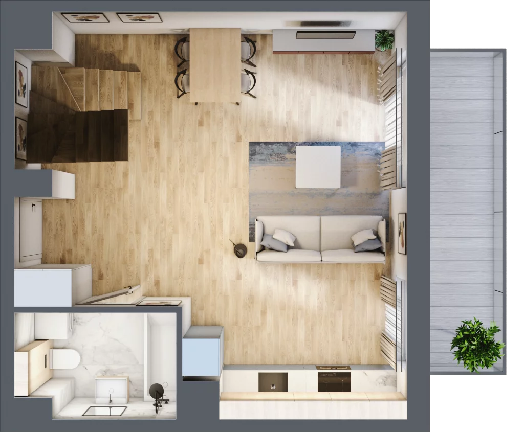 3 pokoje, mieszkanie 70,69 m², piętro 3, oferta nr B2.03.36, Południe Vita etap III, Gdańsk, Orunia Górna-Gdańsk Południe, ul. Kazimierza Wielkiego 