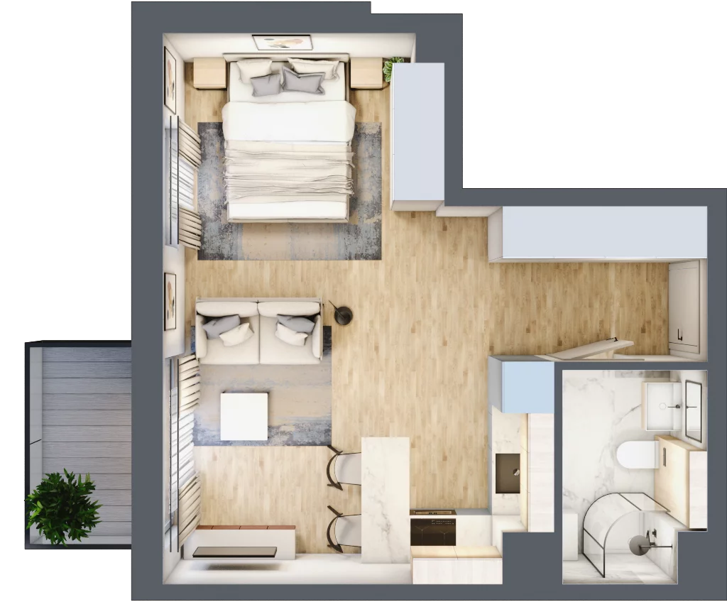 1 pokój, mieszkanie 33,10 m², piętro 2, oferta nr E1.02.20, Południe Vita etap III, Gdańsk, Orunia Górna-Gdańsk Południe, ul. Kazimierza Wielkiego 