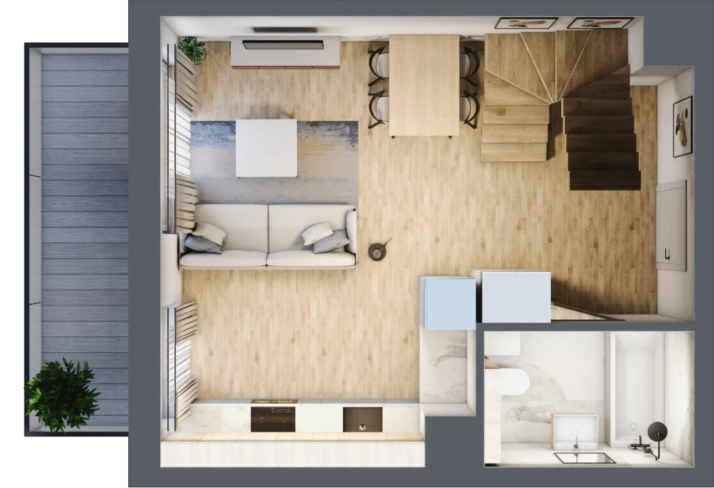 2 pokoje, mieszkanie 57,22 m², piętro 3, oferta nr E1.03.39, Południe Vita etap III, Gdańsk, Orunia Górna-Gdańsk Południe, ul. Kazimierza Wielkiego 