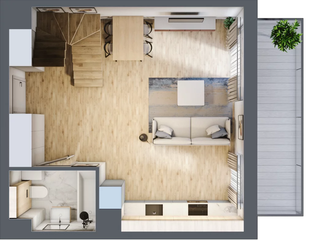 3 pokoje, mieszkanie 64,71 m², piętro 3, oferta nr E1.03.33, Południe Vita etap III, Gdańsk, Orunia Górna-Gdańsk Południe, ul. Kazimierza Wielkiego 