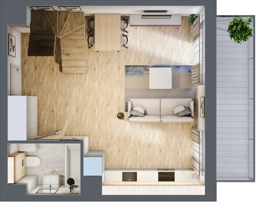 3 pokoje, mieszkanie 64,71 m², piętro 3, oferta nr E1.03.34, Południe Vita etap III, Gdańsk, Orunia Górna-Gdańsk Południe, ul. Kazimierza Wielkiego 