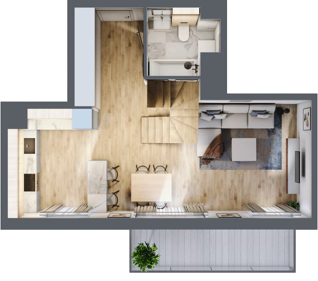 3 pokoje, mieszkanie 73,85 m², piętro 3, oferta nr E1.03.30, Południe Vita etap III, Gdańsk, Orunia Górna-Gdańsk Południe, ul. Kazimierza Wielkiego 