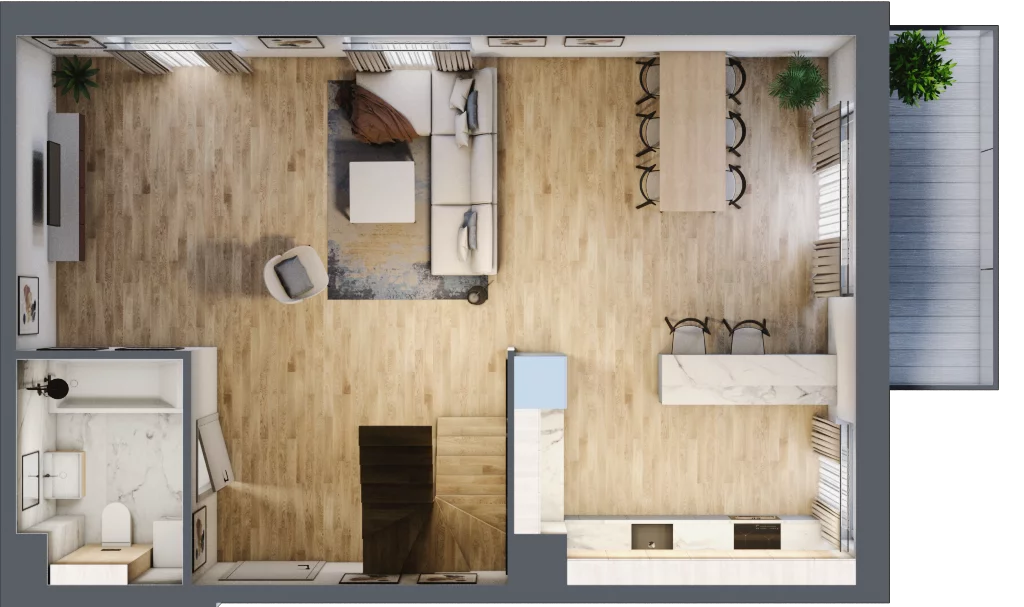 4 pokoje, mieszkanie 100,09 m², piętro 3, oferta nr E1.03.32, Południe Vita etap III, Gdańsk, Orunia Górna-Gdańsk Południe, ul. Kazimierza Wielkiego 