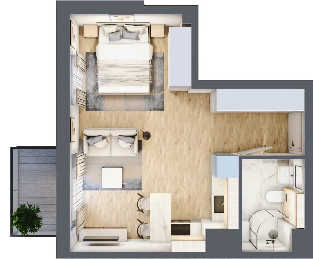 1 pokój, mieszkanie 32,98 m², piętro 1, oferta nr E2.01.10, Południe Vita etap III, Gdańsk, Orunia Górna-Gdańsk Południe, ul. Kazimierza Wielkiego 