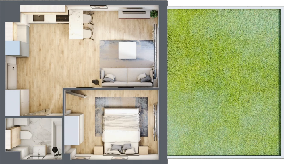 2 pokoje, mieszkanie 38,94 m², parter, oferta nr E2.00.04, Południe Vita etap III, Gdańsk, Orunia Górna-Gdańsk Południe, ul. Kazimierza Wielkiego 