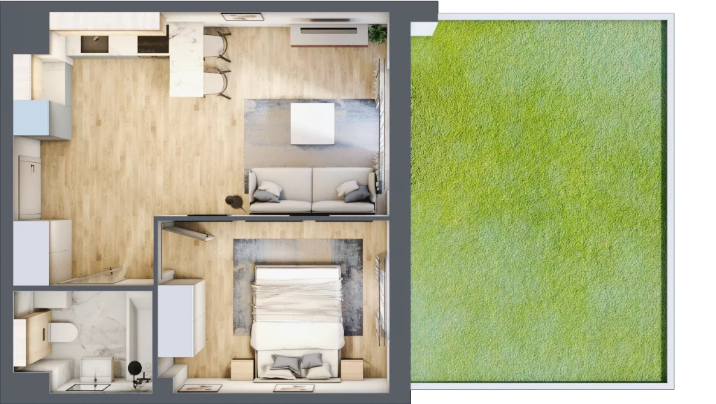 2 pokoje, mieszkanie 38,94 m², parter, oferta nr E2.00.06, Południe Vita etap III, Gdańsk, Orunia Górna-Gdańsk Południe, ul. Kazimierza Wielkiego 