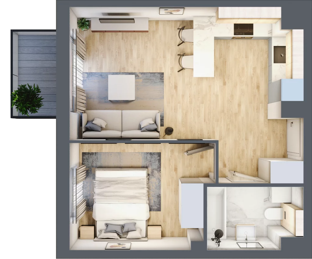 2 pokoje, mieszkanie 39,70 m², piętro 1, oferta nr E2.01.18, Południe Vita etap III, Gdańsk, Orunia Górna-Gdańsk Południe, ul. Kazimierza Wielkiego 