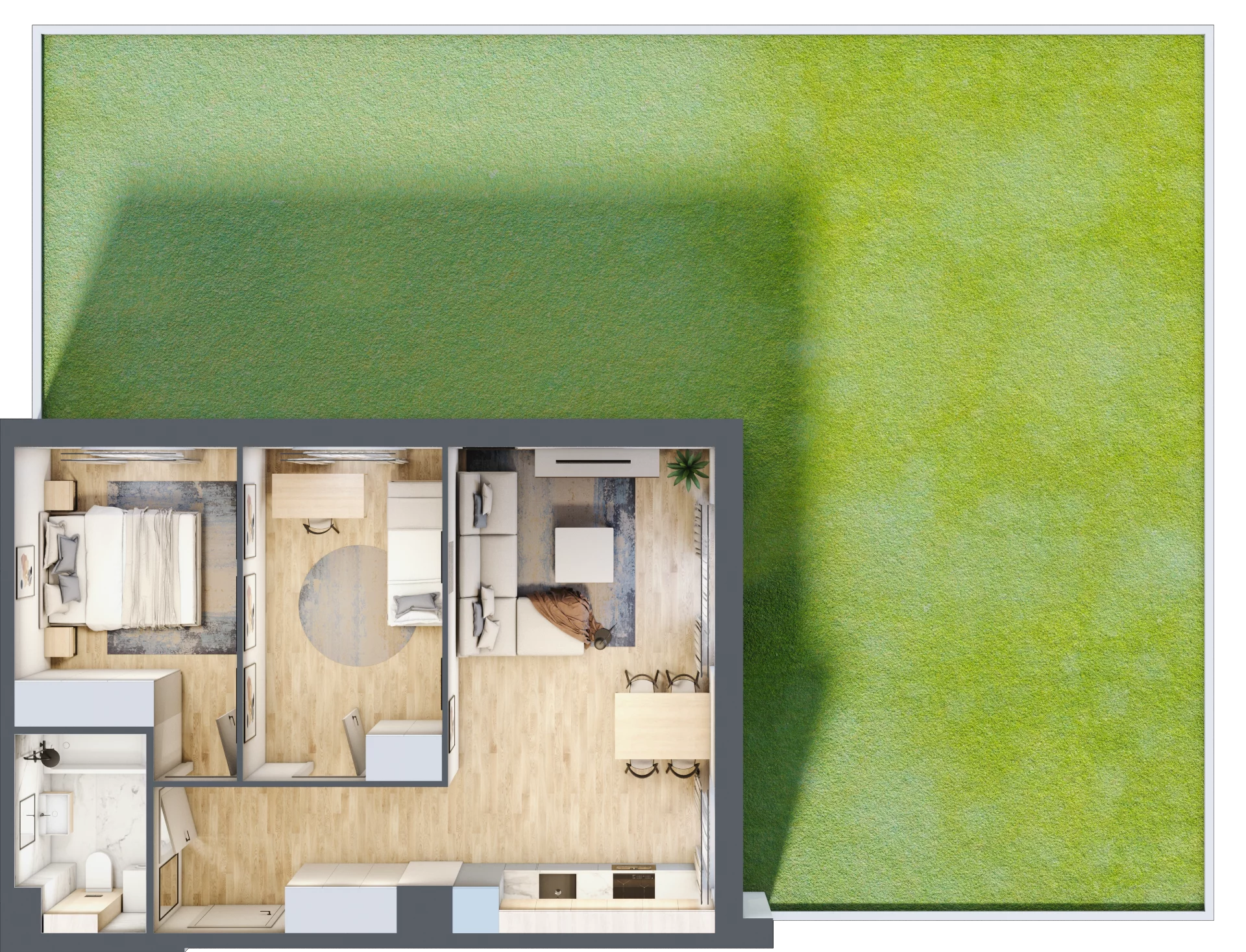 3 pokoje, mieszkanie 55,28 m², parter, oferta nr E2.00.03, Południe Vita etap III, Gdańsk, Orunia Górna-Gdańsk Południe, ul. Kazimierza Wielkiego 