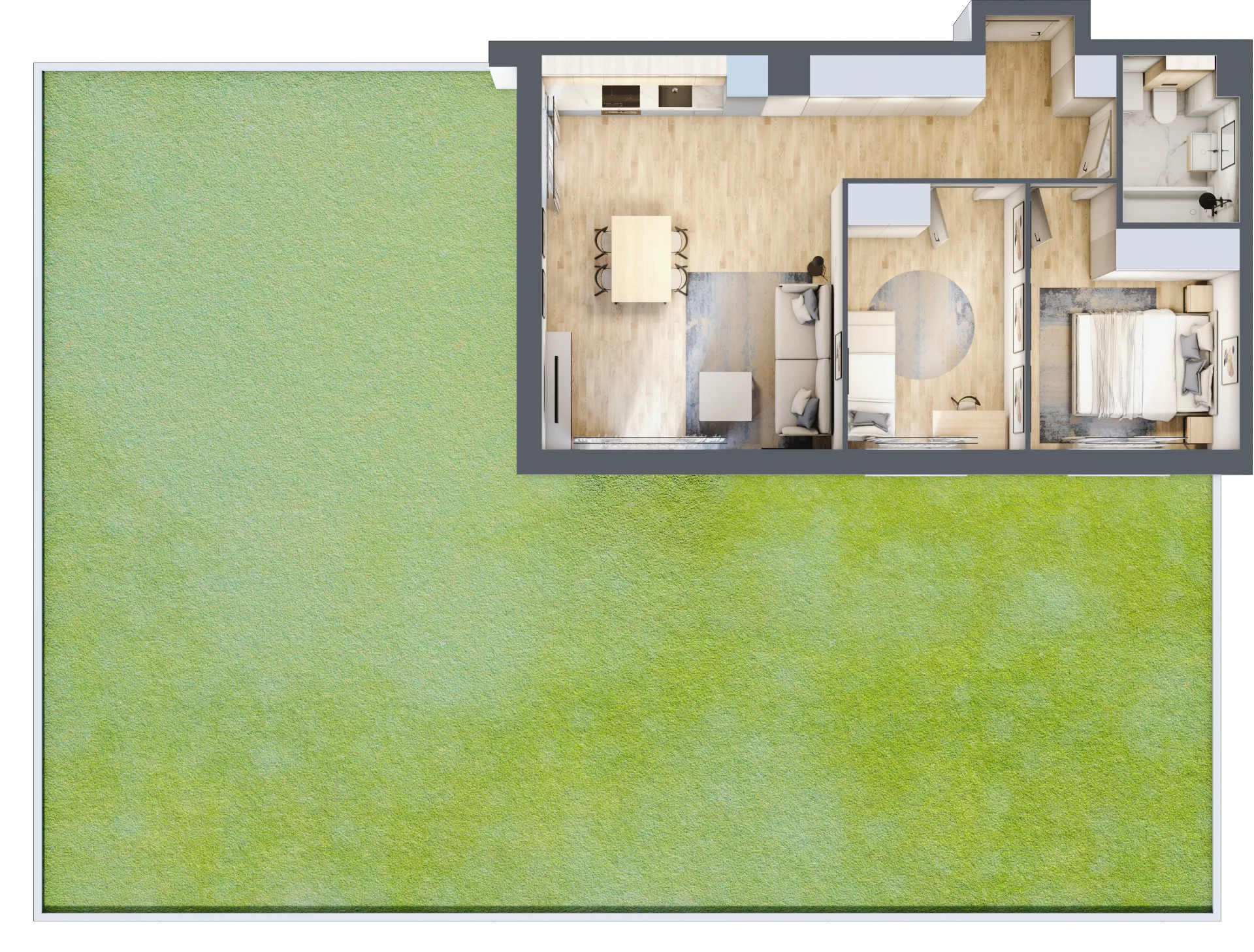 3 pokoje, mieszkanie 57,31 m², parter, oferta nr E2.00.08, Południe Vita etap III, Gdańsk, Orunia Górna-Gdańsk Południe, ul. Kazimierza Wielkiego 