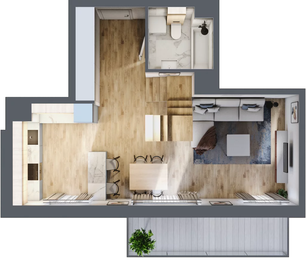 3 pokoje, mieszkanie 74,92 m², piętro 3, oferta nr E2.03.28, Południe Vita etap III, Gdańsk, Orunia Górna-Gdańsk Południe, ul. Kazimierza Wielkiego 