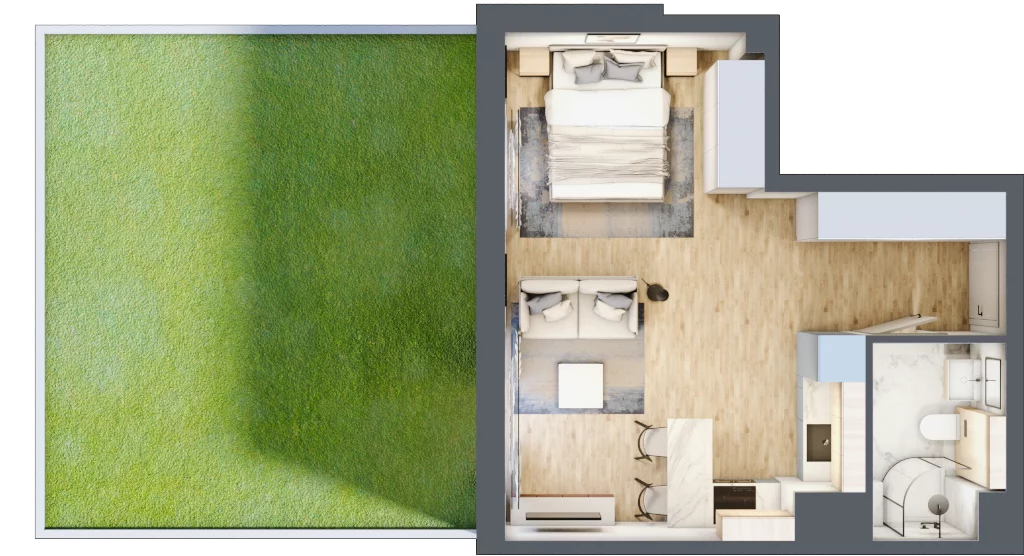 2 pokoje, mieszkanie 32,98 m², parter, oferta nr E3.00.01, Południe Vita etap III, Gdańsk, Orunia Górna-Gdańsk Południe, ul. Kazimierza Wielkiego 