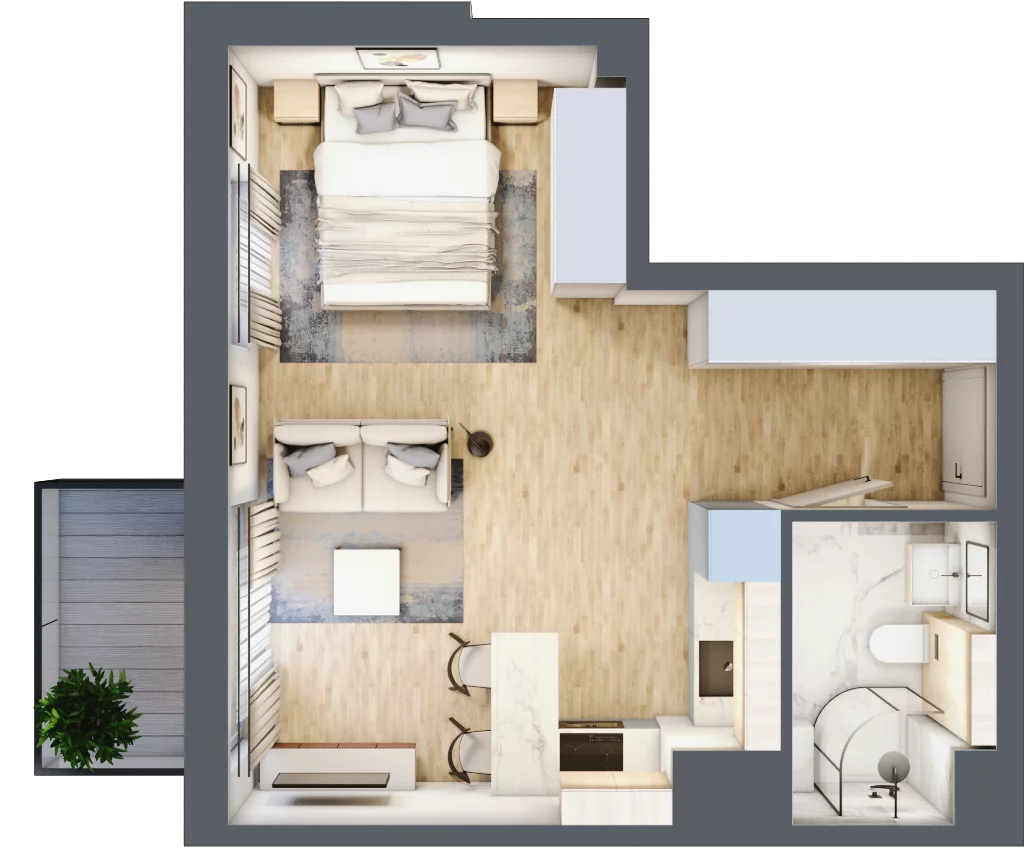 1 pokój, mieszkanie 32,98 m², piętro 2, oferta nr E3.02.19, Południe Vita etap III, Gdańsk, Orunia Górna-Gdańsk Południe, ul. Kazimierza Wielkiego 