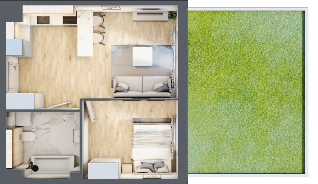 2 pokoje, mieszkanie 38,83 m², parter, oferta nr E3.00.05, Południe Vita etap III, Gdańsk, Orunia Górna-Gdańsk Południe, ul. Kazimierza Wielkiego 
