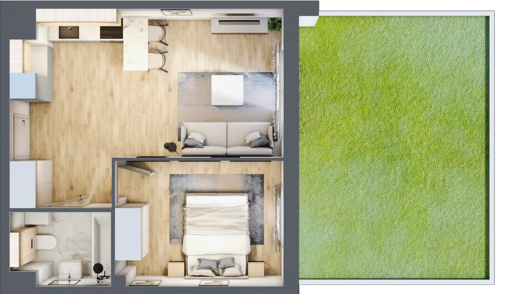 2 pokoje, mieszkanie 38,94 m², parter, oferta nr E3.00.04, Południe Vita etap III, Gdańsk, Orunia Górna-Gdańsk Południe, ul. Kazimierza Wielkiego 