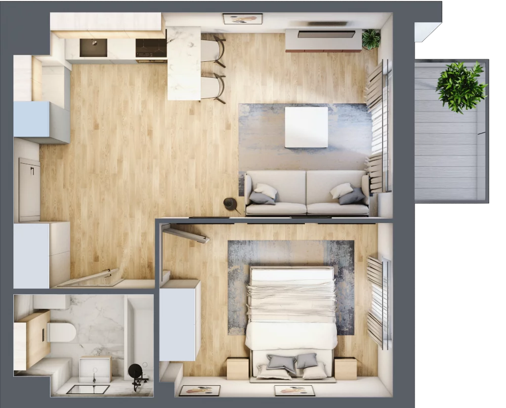 2 pokoje, mieszkanie 38,94 m², piętro 2, oferta nr E3.02.23, Południe Vita etap III, Gdańsk, Orunia Górna-Gdańsk Południe, ul. Kazimierza Wielkiego 
