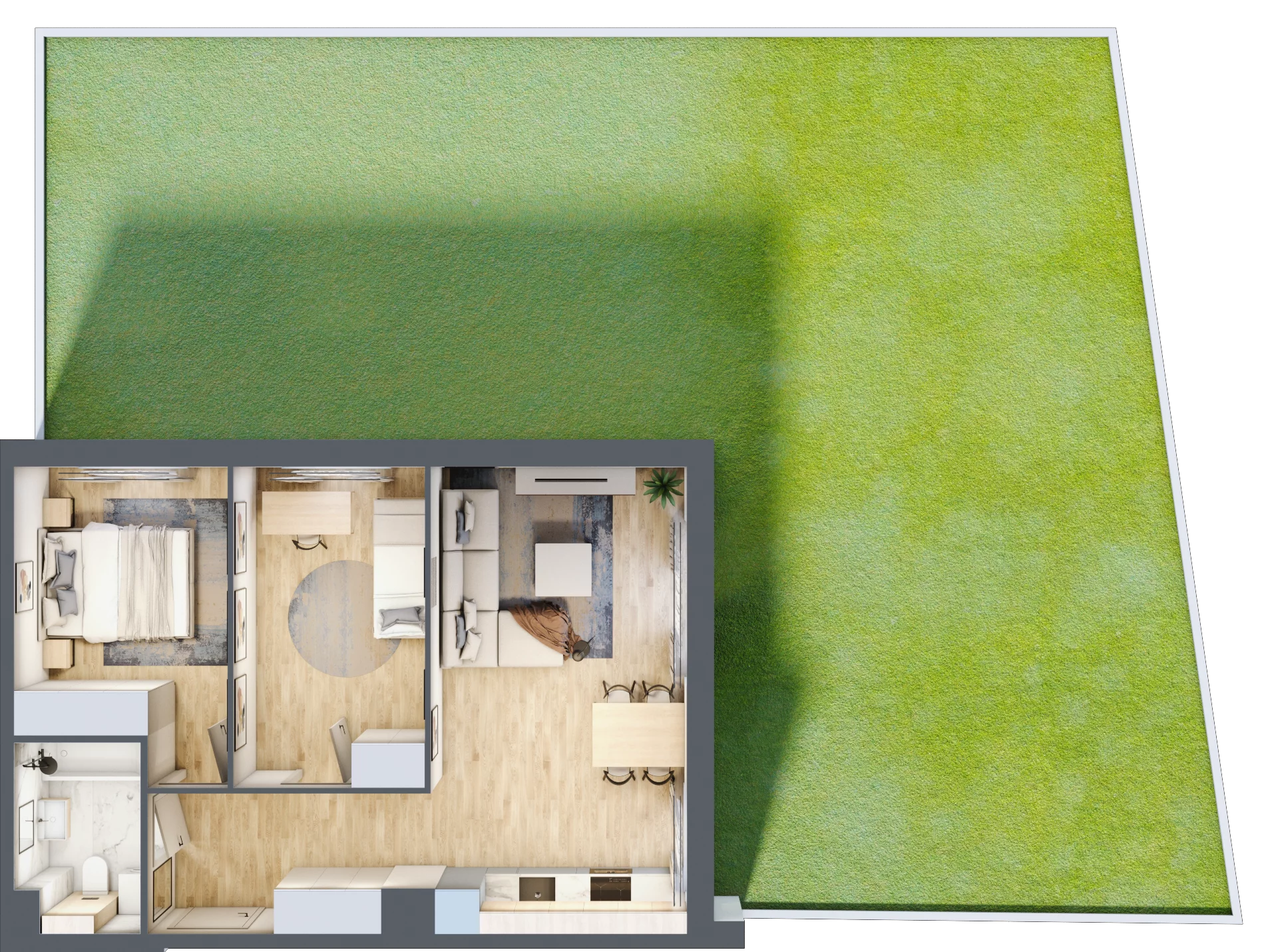 3 pokoje, mieszkanie 55,28 m², parter, oferta nr E3.00.03, Południe Vita etap III, Gdańsk, Orunia Górna-Gdańsk Południe, ul. Kazimierza Wielkiego 