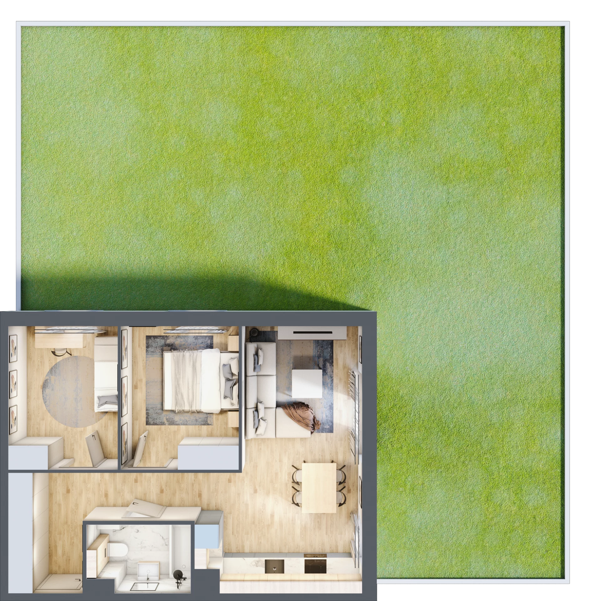 3 pokoje, mieszkanie 56,50 m², parter, oferta nr E3.00.07, Południe Vita etap III, Gdańsk, Orunia Górna-Gdańsk Południe, ul. Kazimierza Wielkiego 