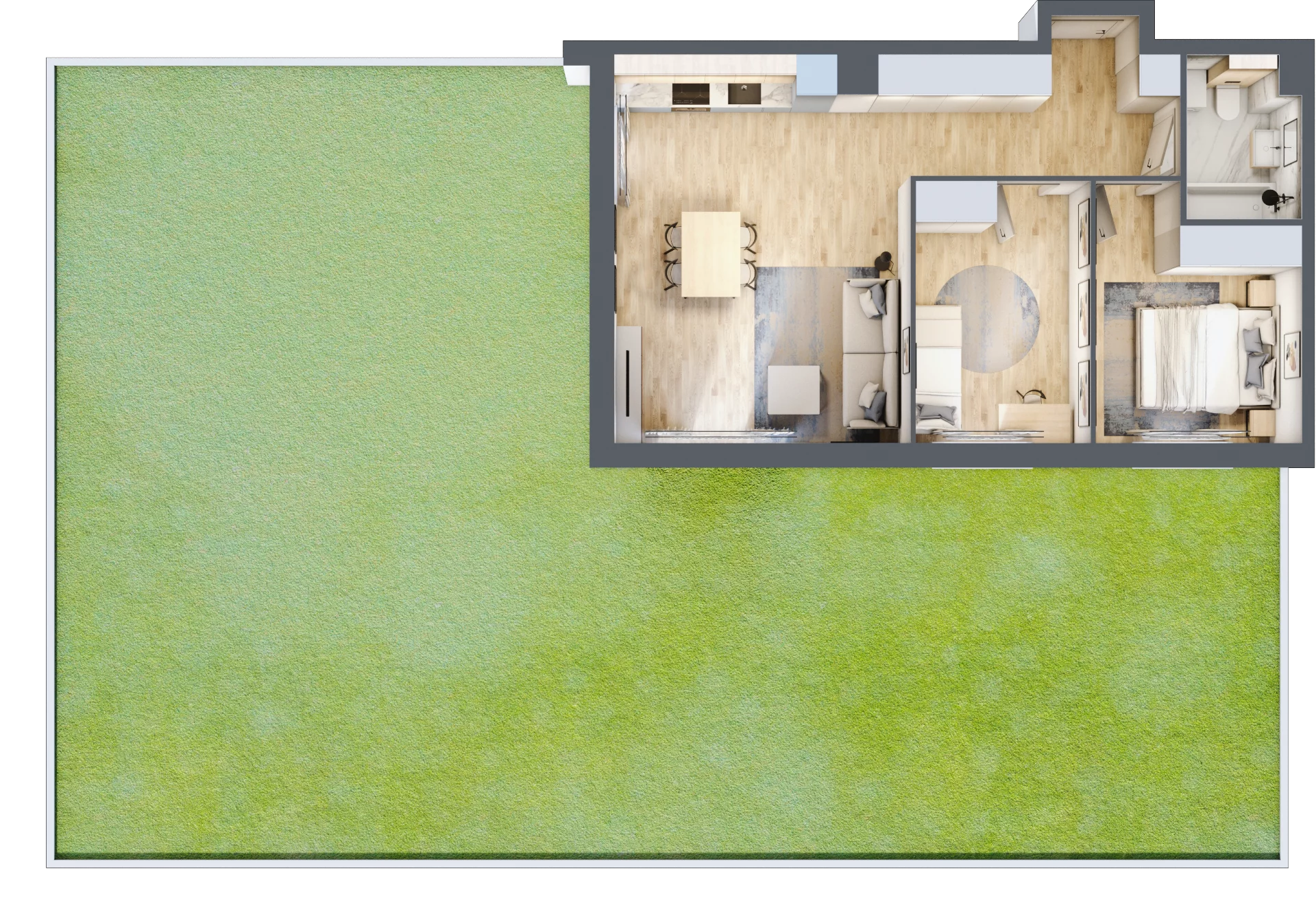 3 pokoje, mieszkanie 57,31 m², parter, oferta nr E3.00.08, Południe Vita etap III, Gdańsk, Orunia Górna-Gdańsk Południe, ul. Kazimierza Wielkiego 