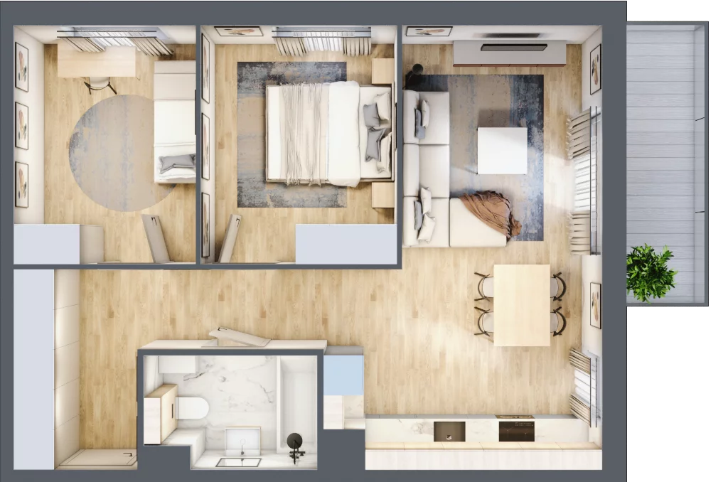 3 pokoje, mieszkanie 56,50 m², piętro 2, oferta nr E3.02.25, Południe Vita etap III, Gdańsk, Orunia Górna-Gdańsk Południe, ul. Kazimierza Wielkiego 