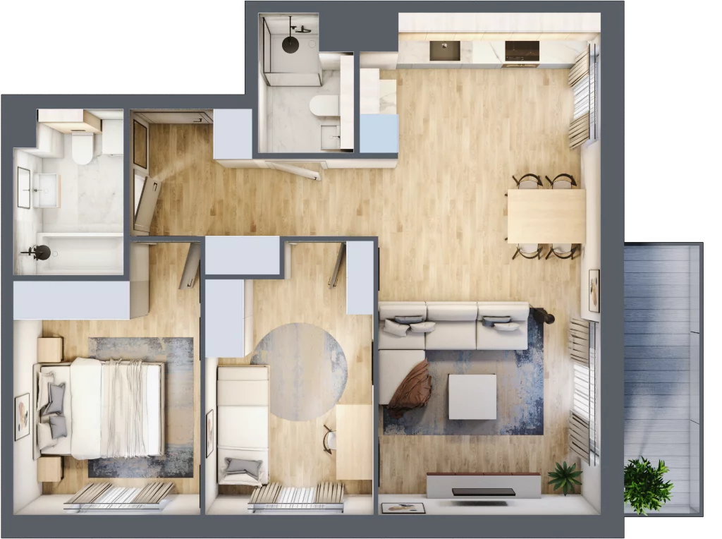 3 pokoje, mieszkanie 62,80 m², piętro 1, oferta nr E3.01.11, Południe Vita etap III, Gdańsk, Orunia Górna-Gdańsk Południe, ul. Kazimierza Wielkiego 