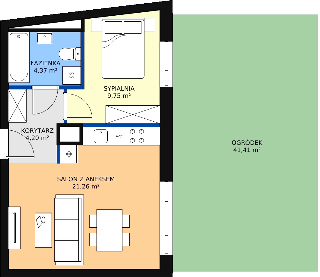 Zalety mieszkania 39.58 m², A1.0A1