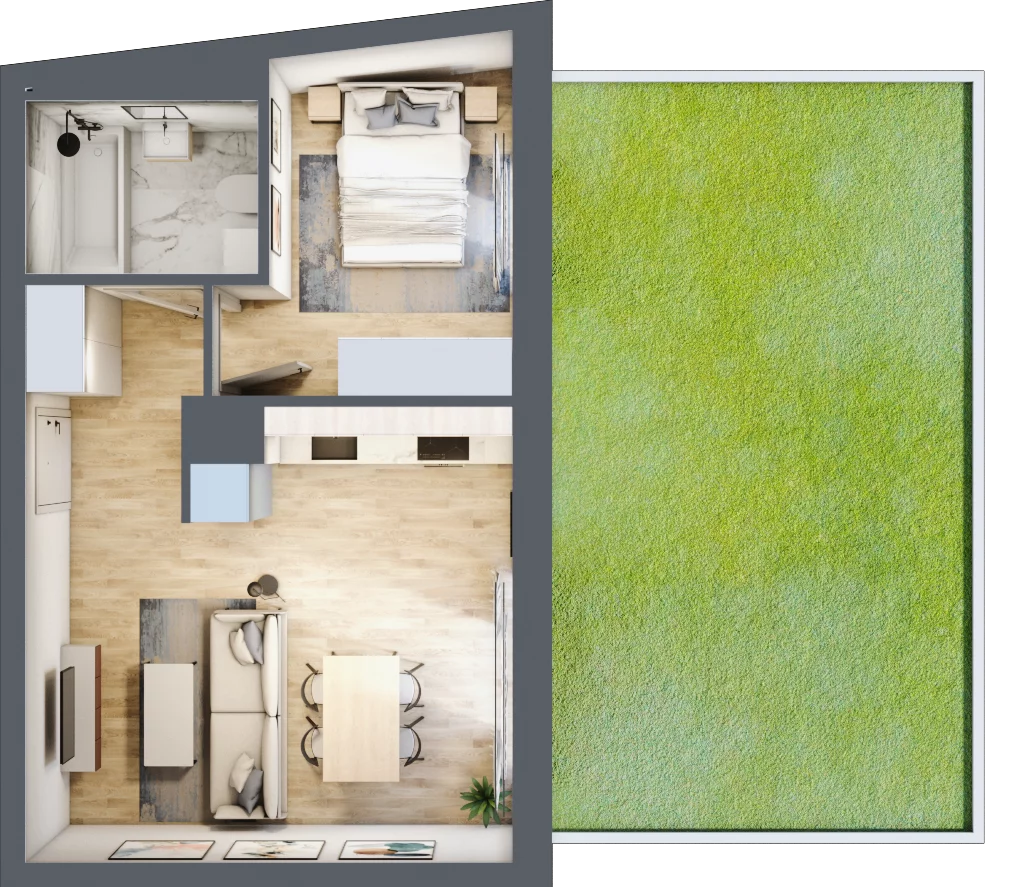 2 pokoje, mieszkanie 39,58 m², parter, oferta nr A1.0A1, Bemowo Vita etap III, Warszawa, Bemowo, Chrzanów, Szeligowska 57	