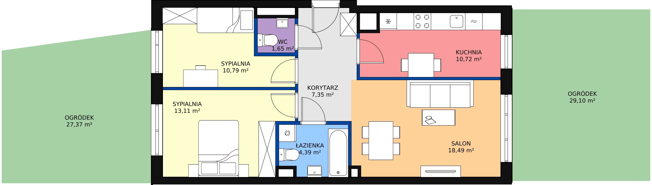 Zalety mieszkania 66.5 m², A1.0A2