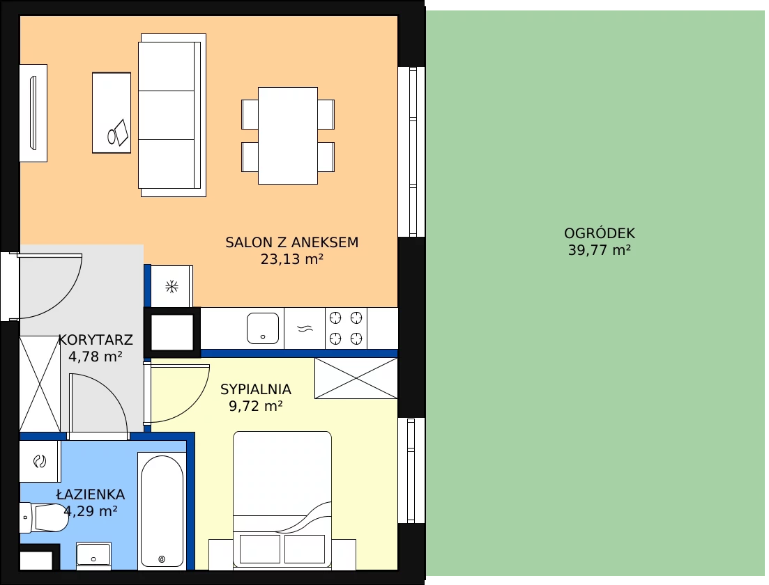 Zalety mieszkania 41.92 m², A1.0B42