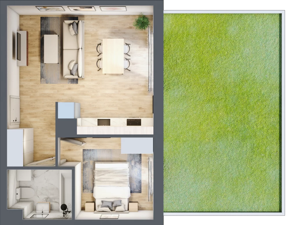 2 pokoje, mieszkanie 41,92 m², parter, oferta nr A1.0B42, Bemowo Vita etap III, Warszawa, Bemowo, Chrzanów, Szeligowska 57	