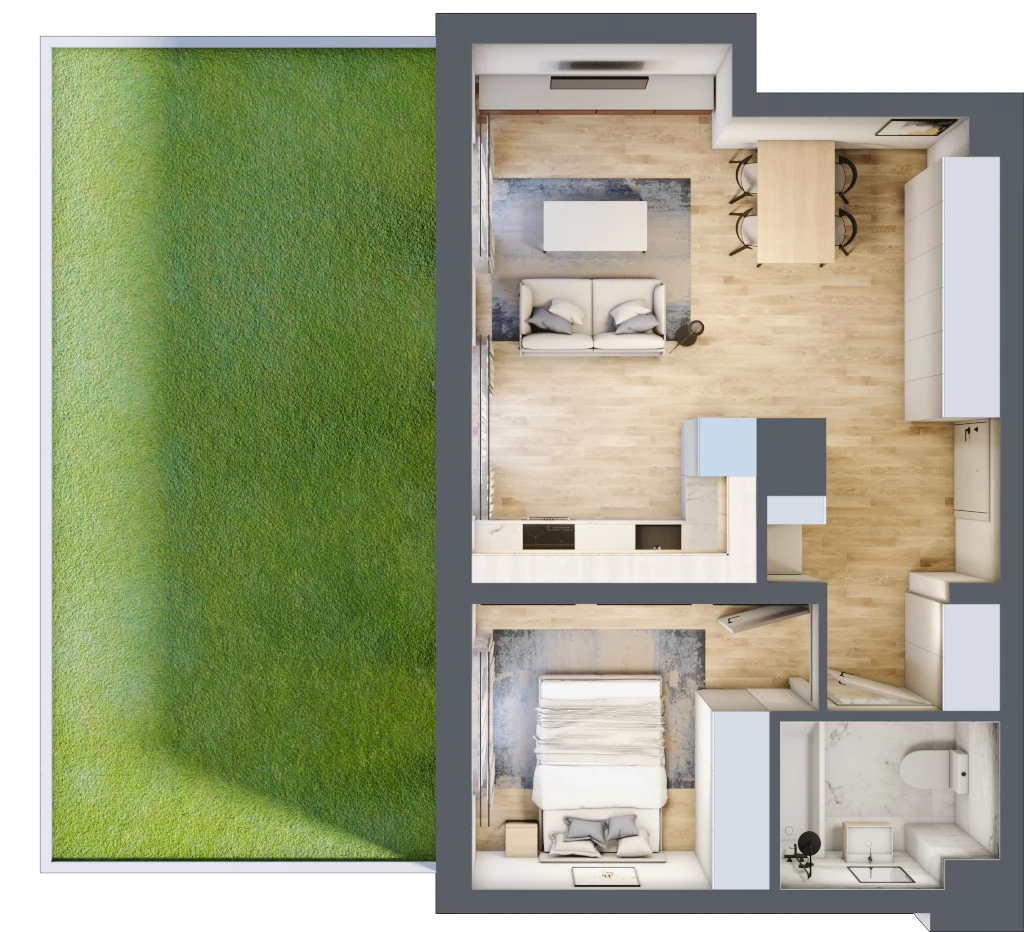 2 pokoje, mieszkanie 42,43 m², parter, oferta nr A1.0B45, Bemowo Vita etap III, Warszawa, Bemowo, Chrzanów, Szeligowska 57	