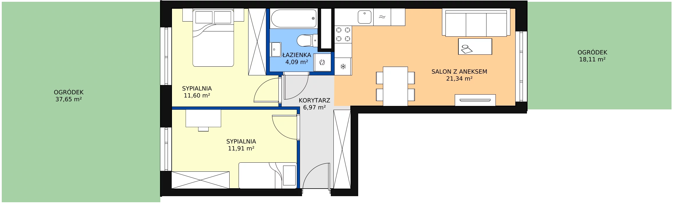 Zalety mieszkania 55.91 m², A1.0C73